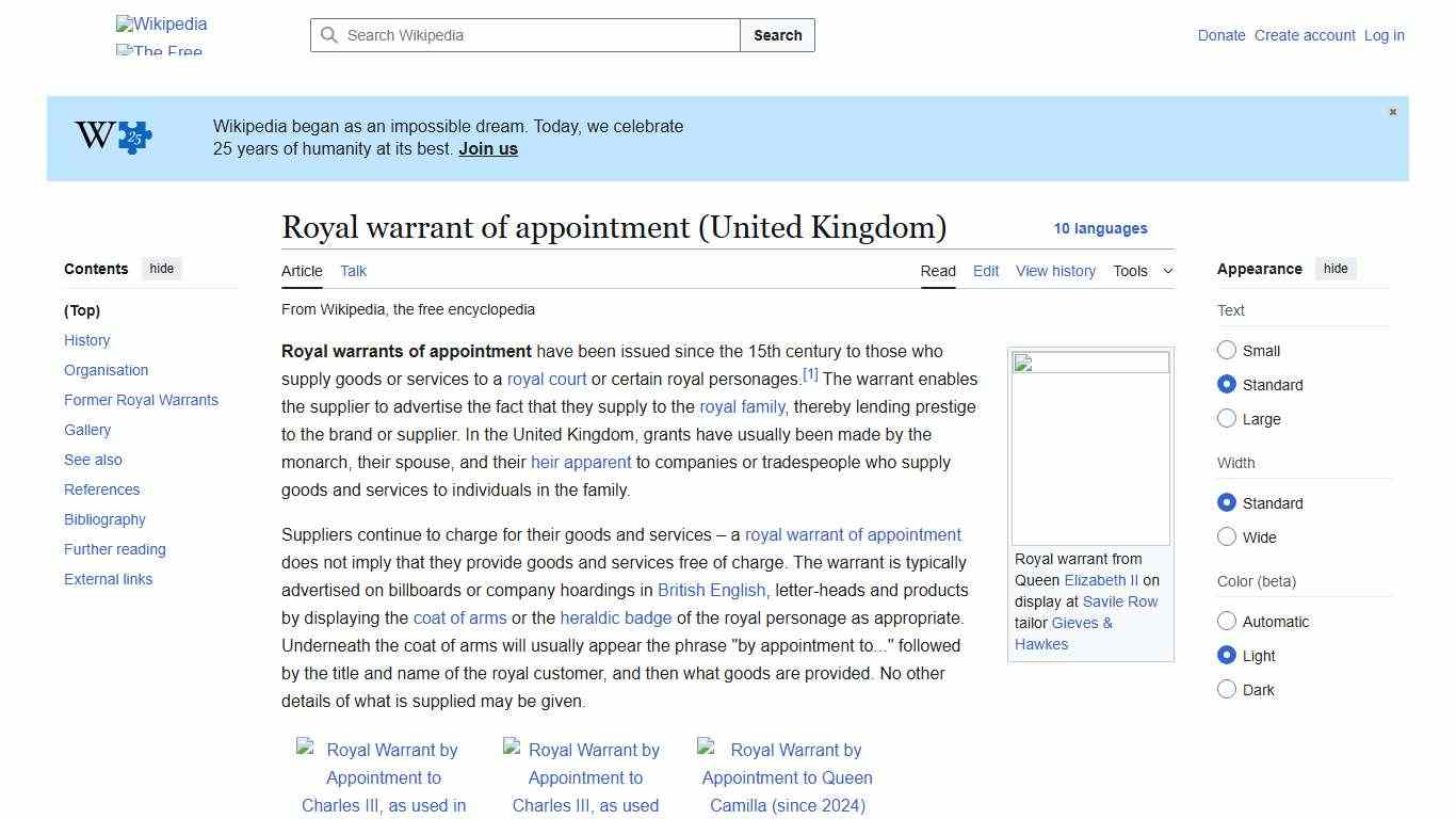 Royal warrant of appointment (United Kingdom) - Wikipedia